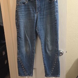 Baccini Blue Ankle Jeans with Eyelet Detail Size 12
